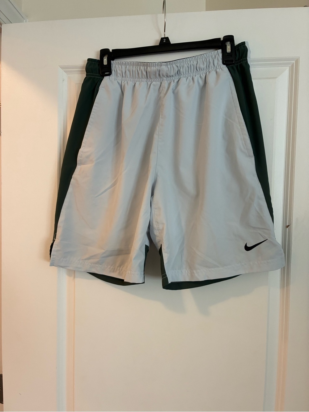 Nike Men's Light Gray & Dark Green Athletic Shorts